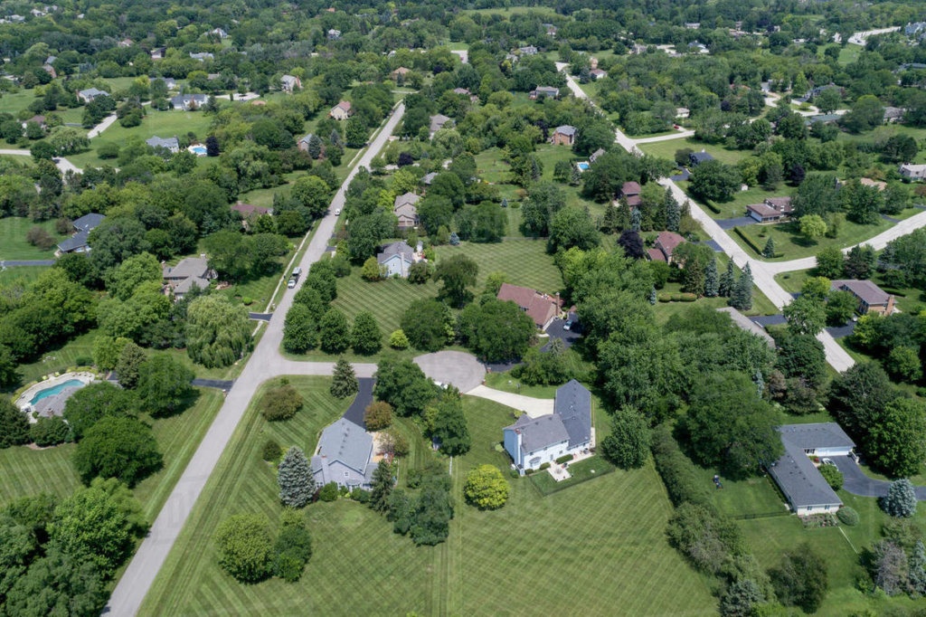 aerial view of a neighborhood