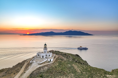 Armenistis Lighthouse in Mykonos, Greece