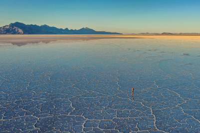 Aerial View of Bonneville Salt Flats in Utah