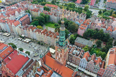 Aerial View of Downtown Gdansk, Poland