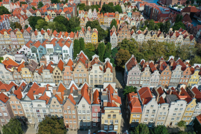Aerial View of Downtown Gdansk, Poland