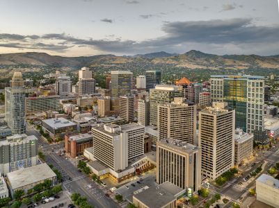 Aerial View of Downtown Salt Lake City, Utah