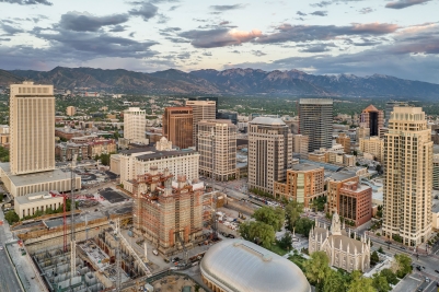 Aerial View of Downtown Salt Lake City, Utah