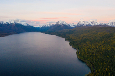 Aerial View of Lake McDonald in Glacier National Park, Montana