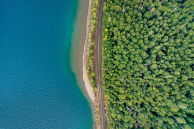 Aerial View of Lake McDonald in Glacier National Park, Montana