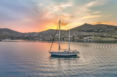 Aerial View of Small Boat in Paros, Greece