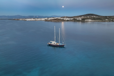 Aerial View of Small Boat in Paros, Greece