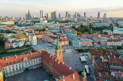 Aerial View of Old Town in Warsaw, Poland