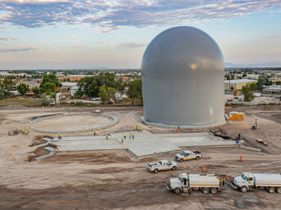 Dome silo inflating at the Dome Technology in Ogden Utah