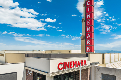 Aerial View of Cinemark Sign in Riverton, Utah