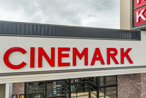 Cinemark in Riverton, Utah Aerial View of Cinemark Sign in Riverton, Utah